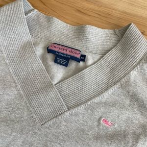 Vineyard Vines Gray and Pink V-Neck Sweater